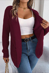 Loose Knit Pocket Cardigan Red / S