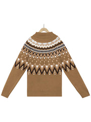 Vintage Striped Color Block Turtleneck Sweater