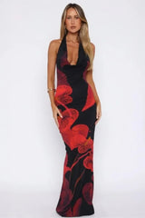 Deep V-neck Backless Maxi Dress