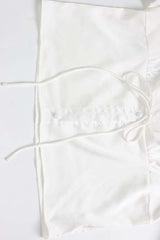 Lace Patchwork Tie Front Slim Fit Short Sleeve Tee