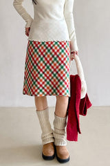 Checkered Wool Christmas Skirt