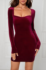 Velvet Solid Bodycon Slim Waist Sexy Mini Dress