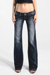 Low Rise Washed Slim Flare Jean