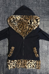 Leopard Lined Gothic Zip Up Hoodie