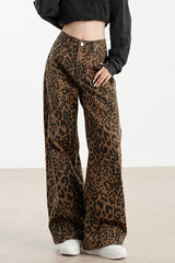 Leopard Print Wide Leg Jean