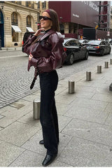 Vintage PU Leather Biker Coat