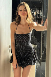 Polka Dot Halter Mini Dress