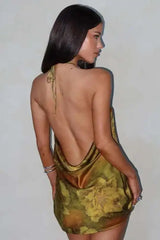 Printed Halter Mini Dress