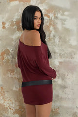 One Shoulder Long Sleeve Mini Dress