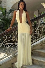 Kliou Classic Low Neck Maxi Dress
