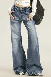 Washed Cat Whisker Wide Jean