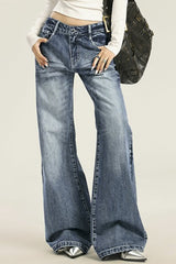 Washed Cat Whisker Wide Jean