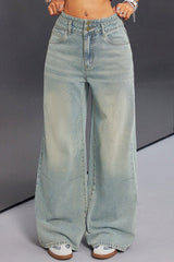 Button Front Vintage Wide Jean