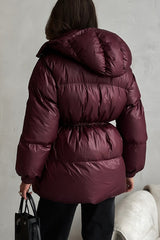 Drawstring Hooded Puffer Coat