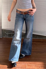 Low Rise Washed Flare Jean