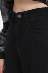 Casual Fleece Lined High Waist Straight Jeans