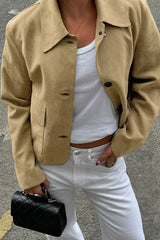 Loose Fit Suede Blazer Jacket