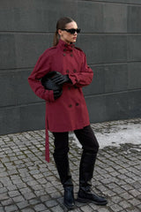 Stand Collar Belted Trench Jacket