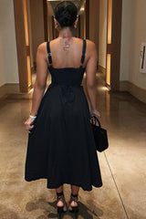 Corset Tie Split Midi Dress