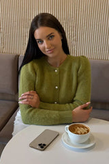 Minimalist Crew Neck Button Front Knit Cardigan