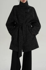 Chic Solid Wool Warm Loose Mock-neck Coat