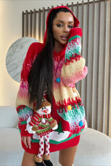 Christmas 3D Snowman Hooded Pom Sweater
