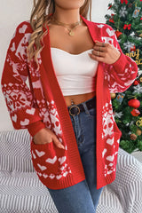 Reindeer Pocket Long Sleeve Christmas Cardigan