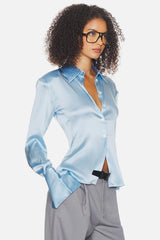 Fitted Tie Waist Long Sleeve Blouse