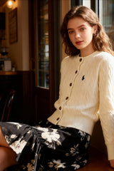 Embroidered Cable Wool Christmas Cardigan