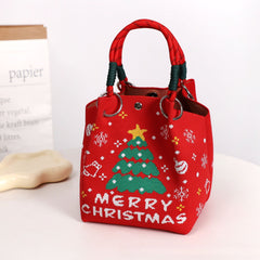 Christmas Woven Knitted Magnetic Snap Handheld Bag