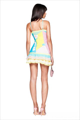 Cartoon Print Lace Trim Cami Mini Dress