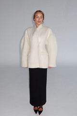 Sculptural Sleeve Wool Blend Coat