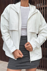White Stand Collar Loose Jacket