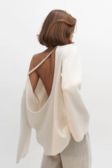 Backless U Neck Loose Knit Sweater