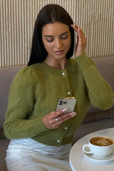 Minimalist Crew Neck Button Front Knit Cardigan