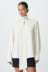 Polka Dot Tie Neck Blouse