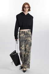 Cropped Solid Color Hoodie