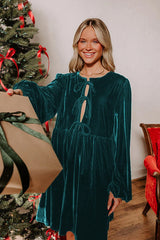 Velvet Loose Cutout Tie Waist Mini Dress