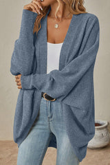 Longline Open Front Pocket Knit Cardigan
