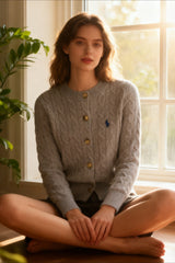 Embroidered Cable Wool Christmas Cardigan