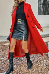 Wool Blend Lapel Double Breasted Chic Christmas Outerwear