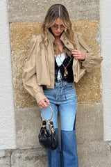 Gathered Shoulder Balloon Sleeve Jacket