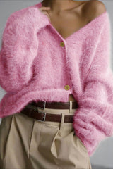 V Neck Button Long Sleeve Christmas Cardigan