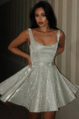 Glitter Silk Spaghetti Strap Midi Dress