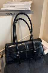 Waxed Leather Retro Long Handbag Chic Shoulder Underarm Commuter Bag