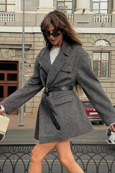 Houndstooth Double Breasted Coat