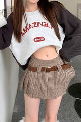 Houndstooth Pleated High Waist Christmas Skirt