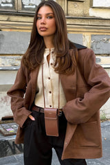 Suede Patchwork Lapel Coat