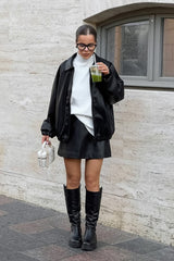 Loose Fit Moto Leather Jacket