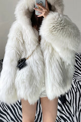 Oversized Hooded Shaggy Faux Fur Coat